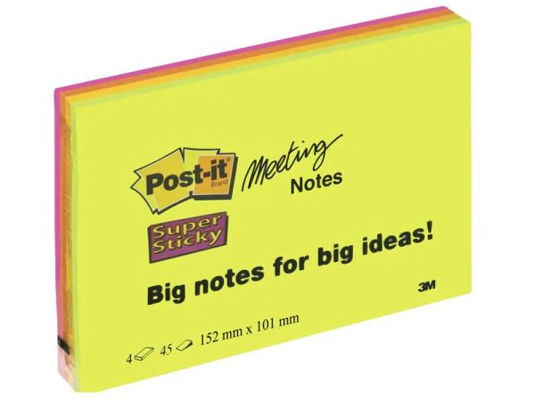 Post-it Super Sticky 15.2x10.1cm, Mehrfarbig - 4 Haftnotizblöcke