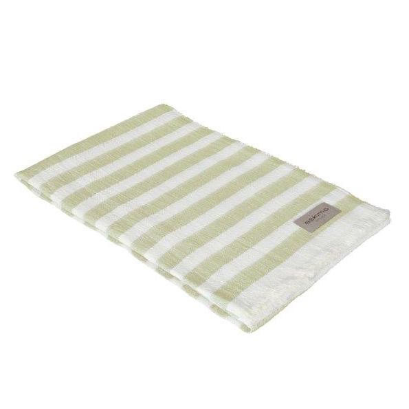 Eskimo Provence Leinen-Baumwoll Sommerdecke mit Streifen (130x180cm) - Salbeigrün