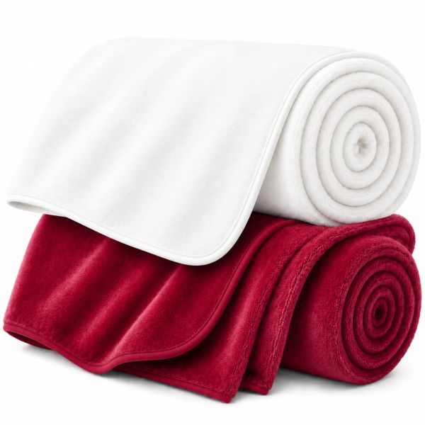 Eskimo Kuscheldecken-Set 'Cashmina Duo' - Rot & Weiss (150x200cm)