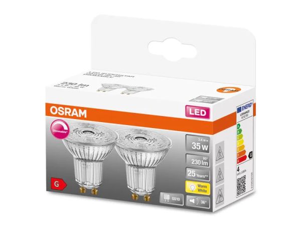 Osram Warm White GU10, Superstar PAR16, 35 W, 36 ° - LED Lampe - 2 Stück