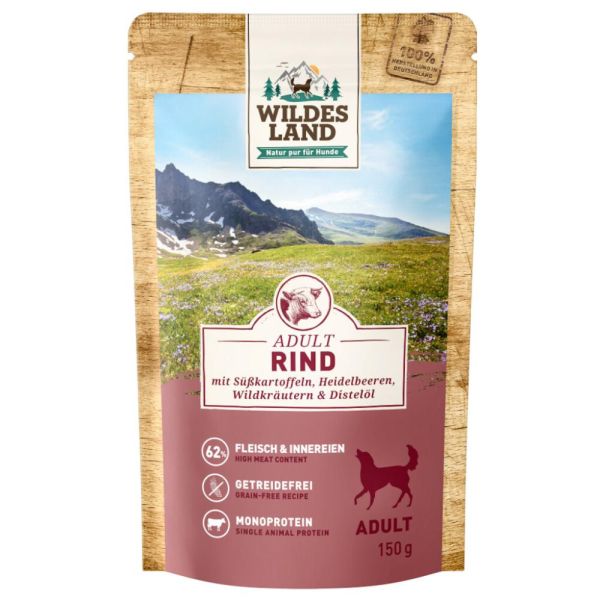 Wildes Land Rind, Adult (8x150g) - Nassfutter
