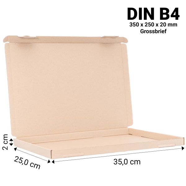Audisana Grossbriefkarton 350×250×20 mm DIN B4 braun - 1 Stück