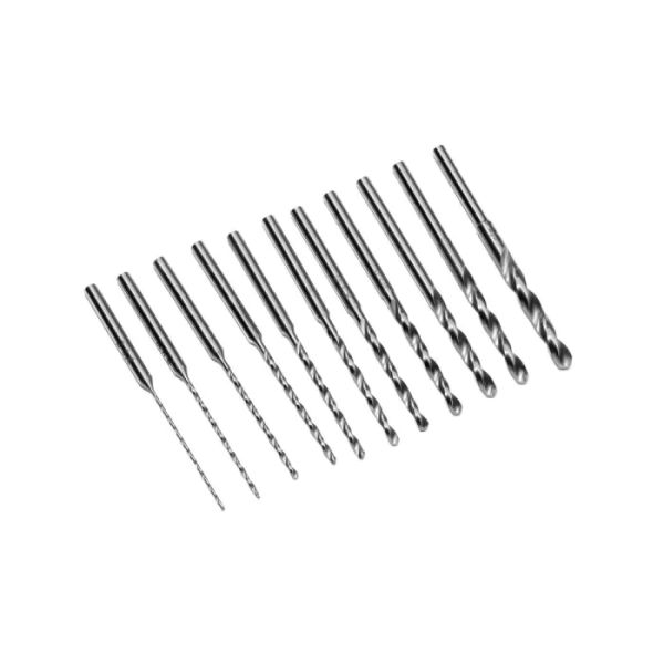 Spiralbohrer zylindrisch SET 11-teilig - 0,6 mm bis 2,9 mm - Handfräser Einsätze von bachmaier® (Bild kann abweichen)