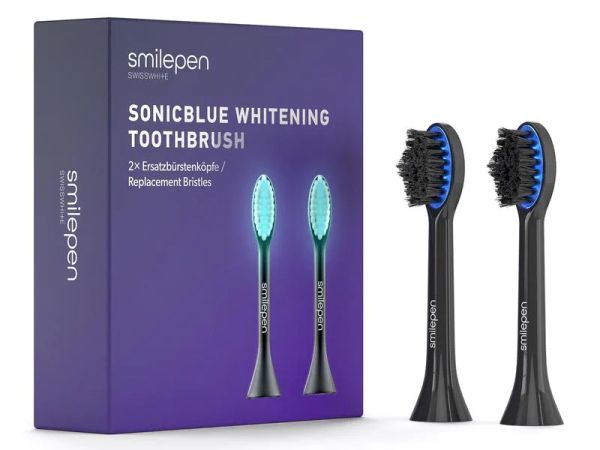 Smilepen Sonicblue, Schwarz - 2 Zahnbürsten-Aufsätze