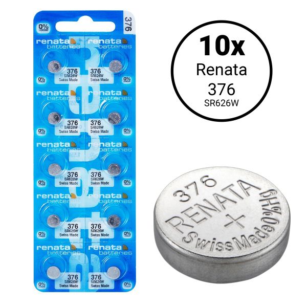 Renata 376 / SR626W - 10 Knopfzellen Uhrenbatterien (Swiss Made)