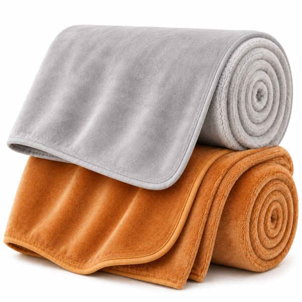 Eskimo Kuscheldecken-Set 'Cashmina Duo' - Terracotta & Silber (150x200cm)