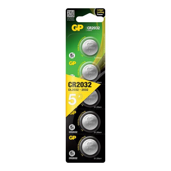 GP CR2032 (DL2032) Lithium - 5 Batterien (3 Volt Lithium)