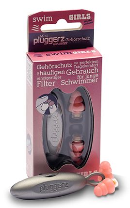 Pluggerz Swim Girls Schwimmschutz - Gehörschutz SET in Pink mit Aufbewahrungsbox
