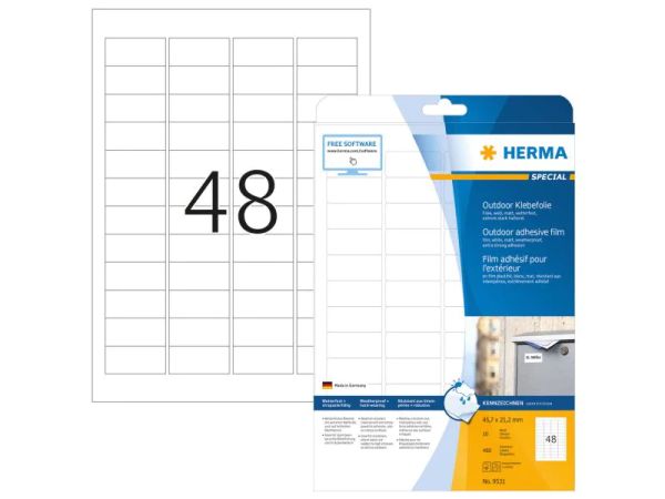 HERMA 9532, 45.7 x 21.2 mm - Wetterfeste Etiketten
