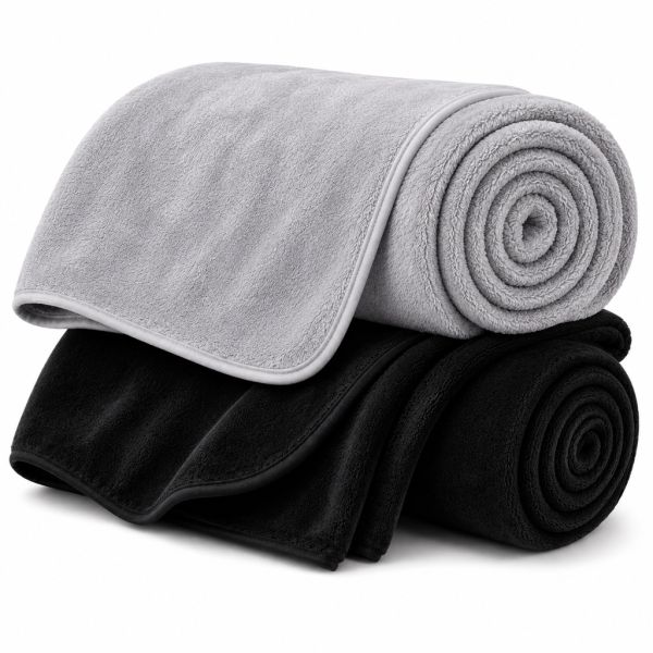 Eskimo Kuscheldecken-Set 'Cashmina Duo' - Schwarz & Silber (150x200cm)