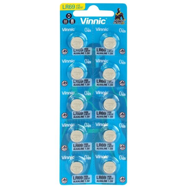 Vinnic LR69 (L921F) - 10 Knopfzellen (1.5 Volt Alkaline)