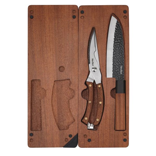 NexTool Camp Chef – Modulares Outdoor-Küchen-Set mit Santoku-Kochmesser, Küchenschere & Messerschärfer