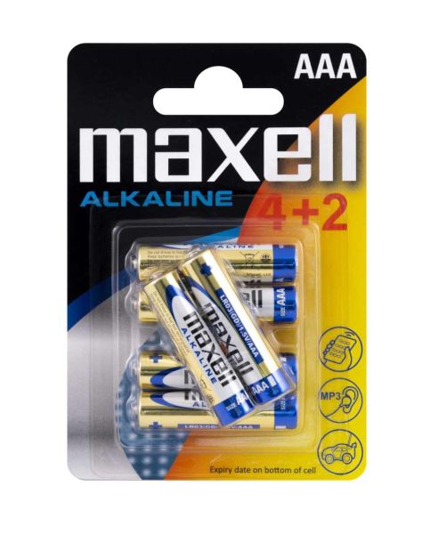 Maxell Alkaline, AAA (LR03) - 6 Batterien (4+2)
