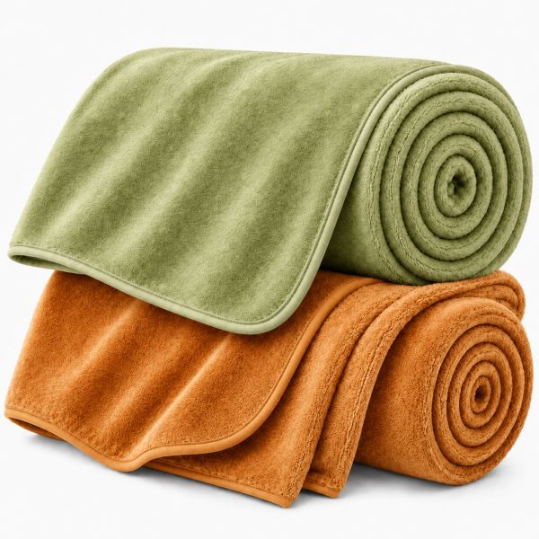 Eskimo Kuscheldecken-Set 'Cashmina Duo' - Olive & Terracotta (150x200cm)
