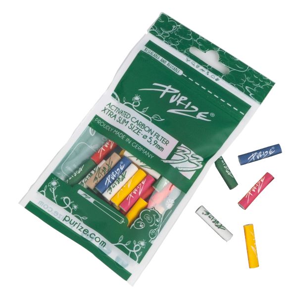 Purize Xtra Slim Size Aktivkohlefilter Multicolors (Ø 6mm, L 27 mm) - 33 Stk