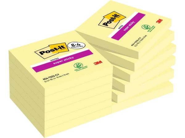 Post-it Super Sticky 7.6x7.6cm, Gelb - 12 Haftnotizblöcke