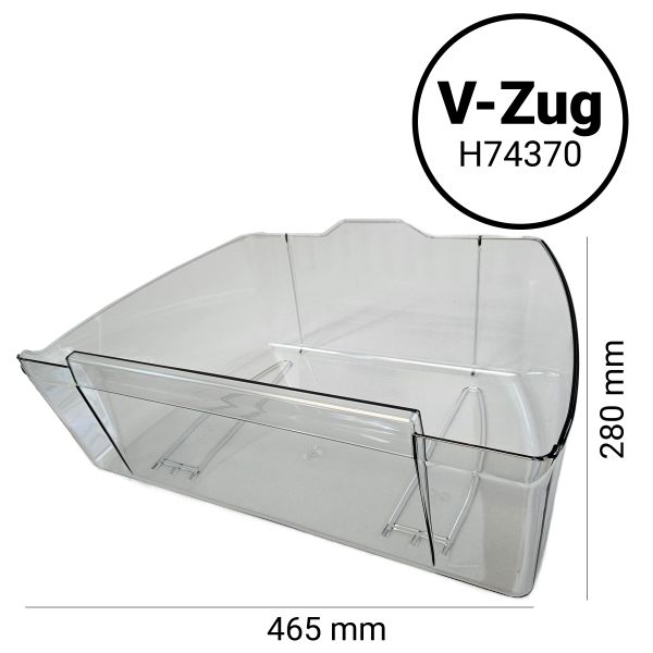 V-Zug Gemüseschale H74370 465x280x130-155 (rauchglas) - Kühlschrank