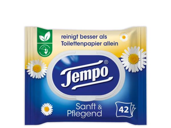Tempo feuchte Toilettentücher sanft & pflegend Kamille - 42 Feuchttücher (WC)