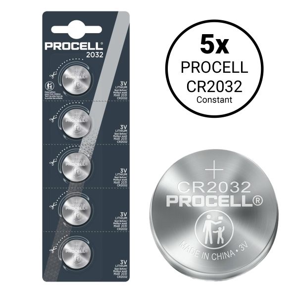 Procell CR2032 Constant - 5 Knopfzellen Industriebatterien (3 Volt Lithium)